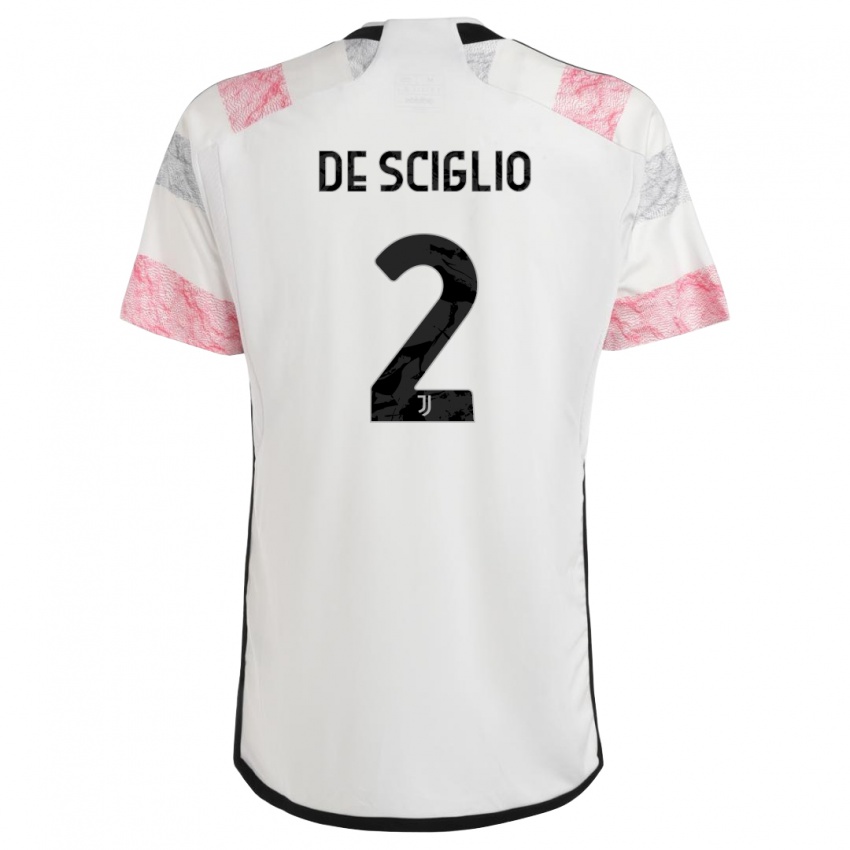 Dzieci Mattia De Sciglio #2 Biały Różowy Wyjazdowa Koszulka 2023/24 Koszulki Klubowe