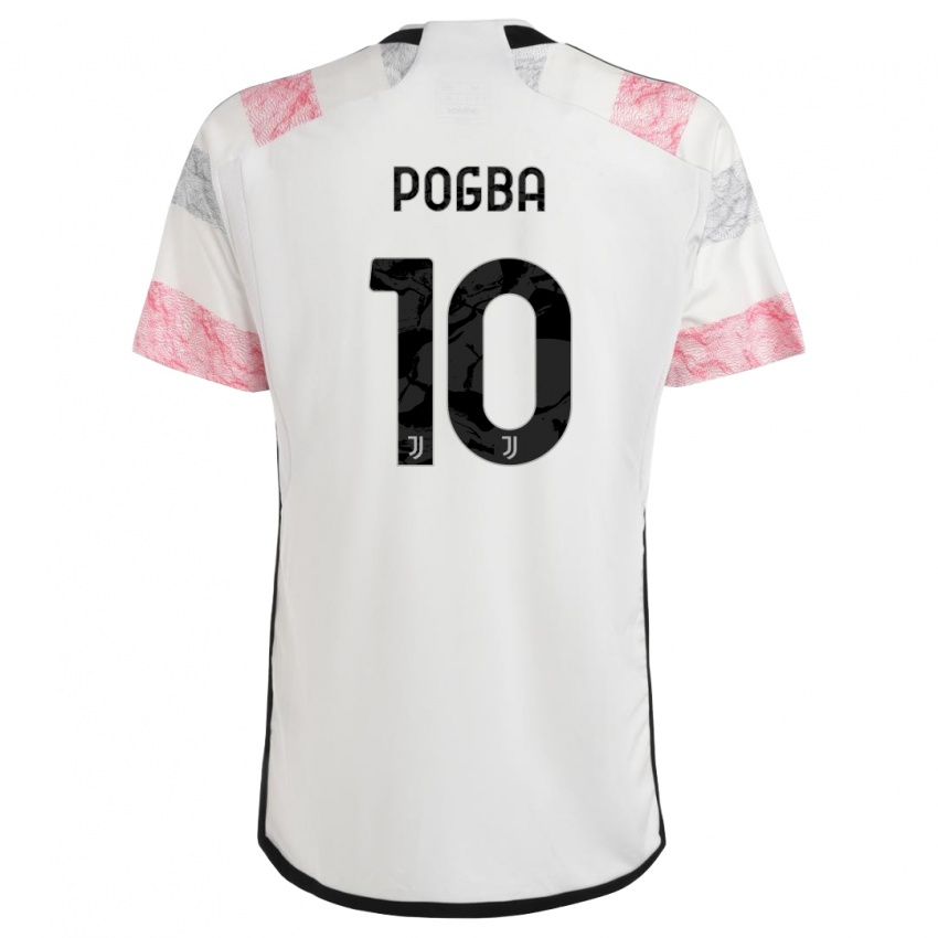 Dzieci Paul Pogba #10 Biały Różowy Wyjazdowa Koszulka 2023/24 Koszulki Klubowe