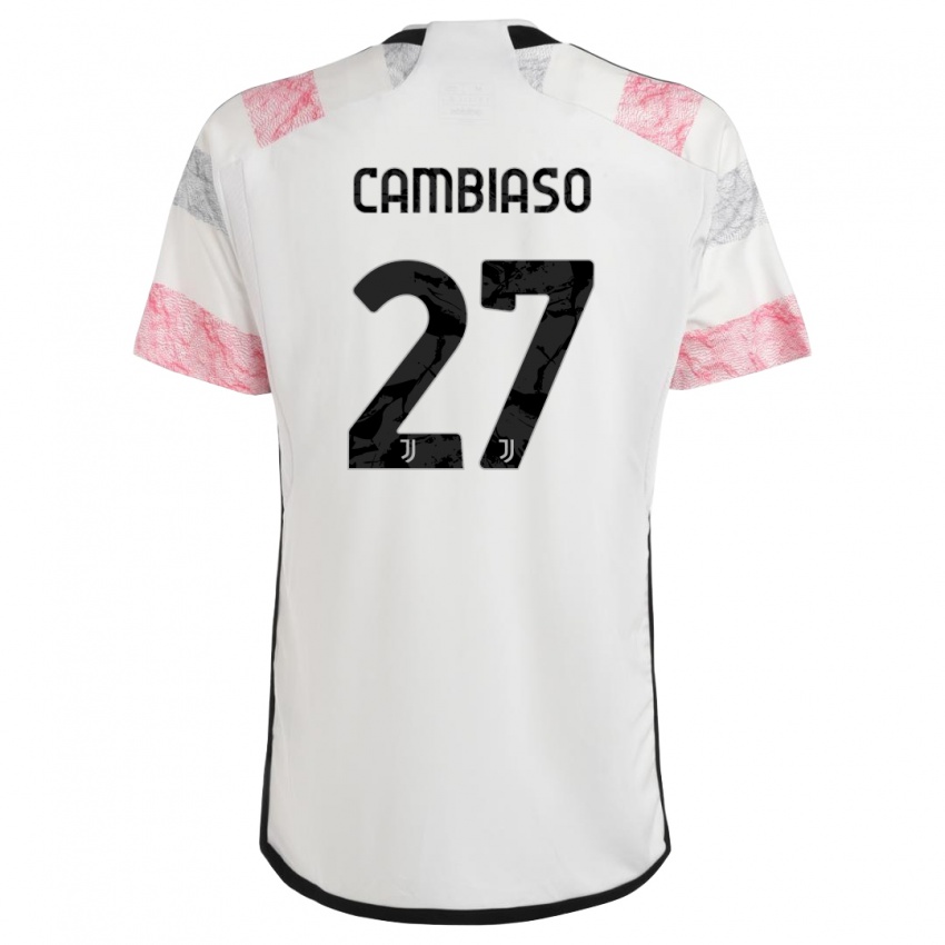 Dzieci Andrea Cambiaso #27 Biały Różowy Wyjazdowa Koszulka 2023/24 Koszulki Klubowe