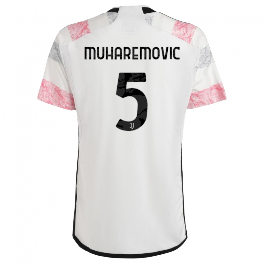 Dzieci Tarik Muharemovic #5 Biały Różowy Wyjazdowa Koszulka 2023/24 Koszulki Klubowe