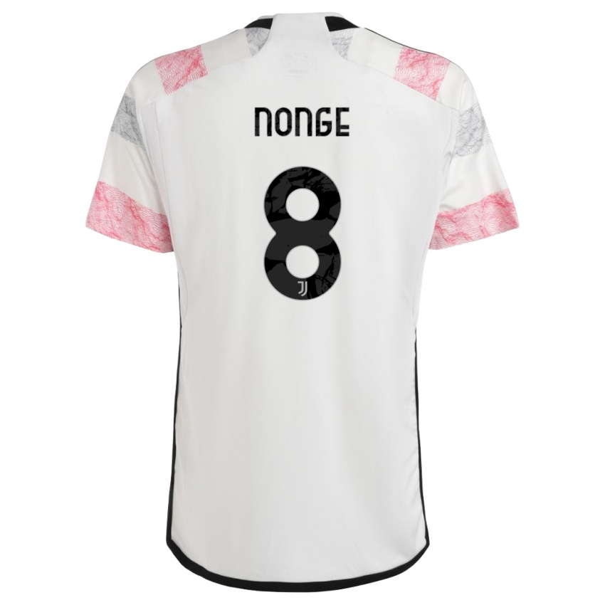 Dzieci Joseph Nonge #8 Biały Różowy Wyjazdowa Koszulka 2023/24 Koszulki Klubowe