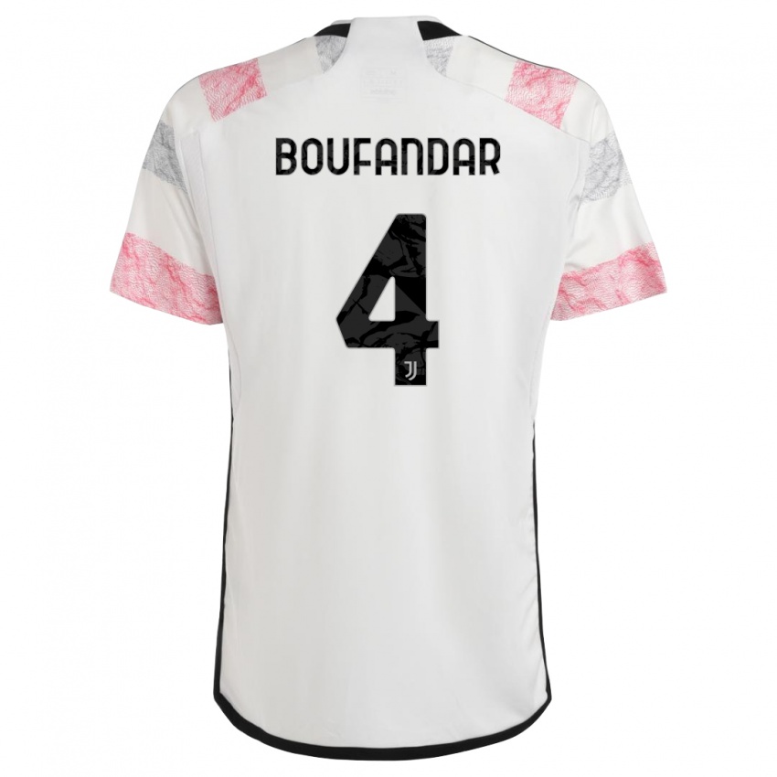 Dzieci Adam Boufandar #4 Biały Różowy Wyjazdowa Koszulka 2023/24 Koszulki Klubowe