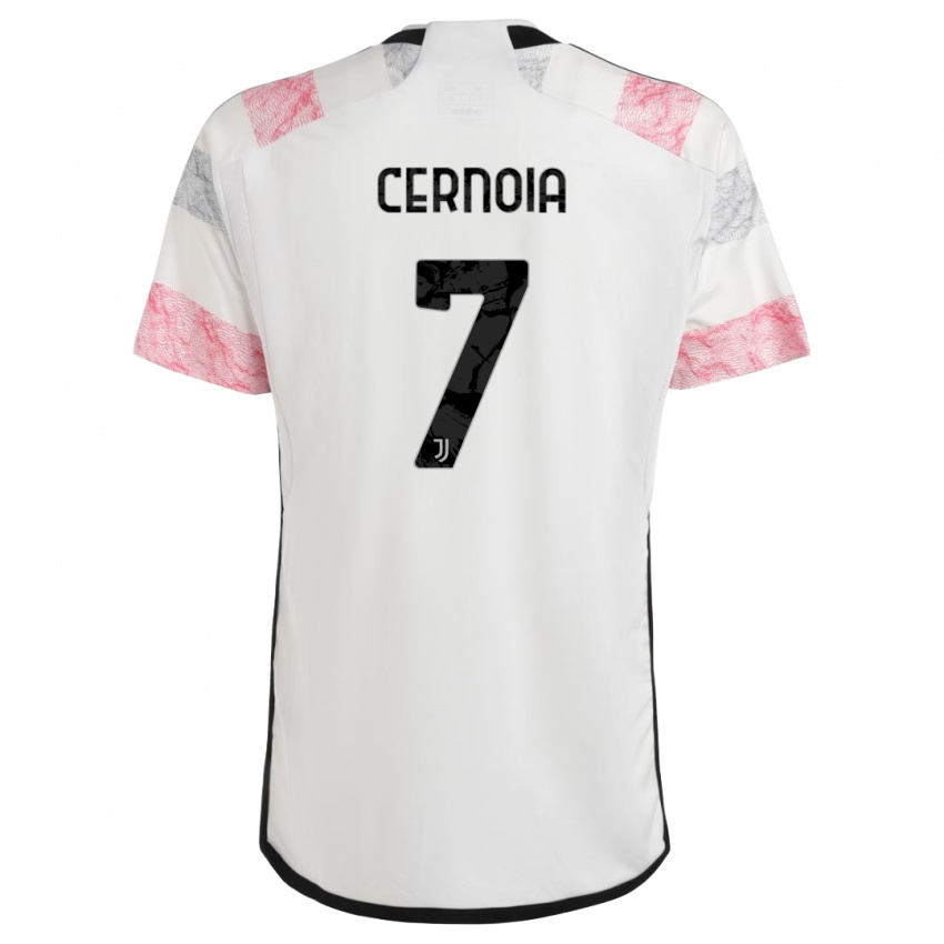 Dzieci Valentina Cernoia #7 Biały Różowy Wyjazdowa Koszulka 2023/24 Koszulki Klubowe