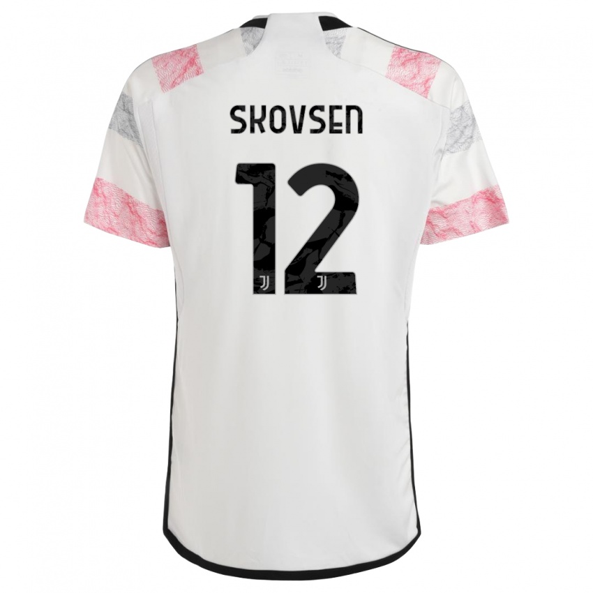 Dzieci Matilde Lundorf Skovsen #12 Biały Różowy Wyjazdowa Koszulka 2023/24 Koszulki Klubowe