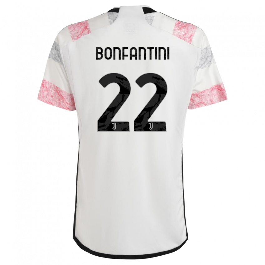 Dzieci Agnese Bonfantini #22 Biały Różowy Wyjazdowa Koszulka 2023/24 Koszulki Klubowe