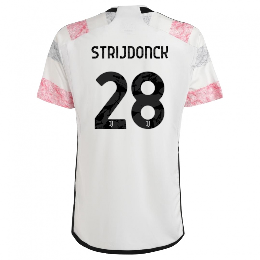 Dzieci Bayron Strijdonck #28 Biały Różowy Wyjazdowa Koszulka 2023/24 Koszulki Klubowe