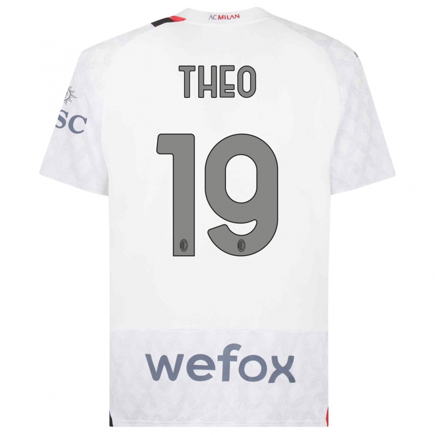 Dzieci Theo Hernandez #19 Biały Wyjazdowa Koszulka 2023/24 Koszulki Klubowe