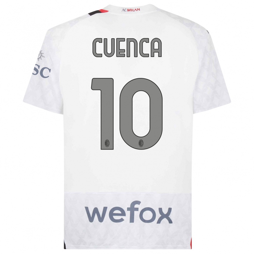 Dzieci Hugo Cuenca #10 Biały Wyjazdowa Koszulka 2023/24 Koszulki Klubowe