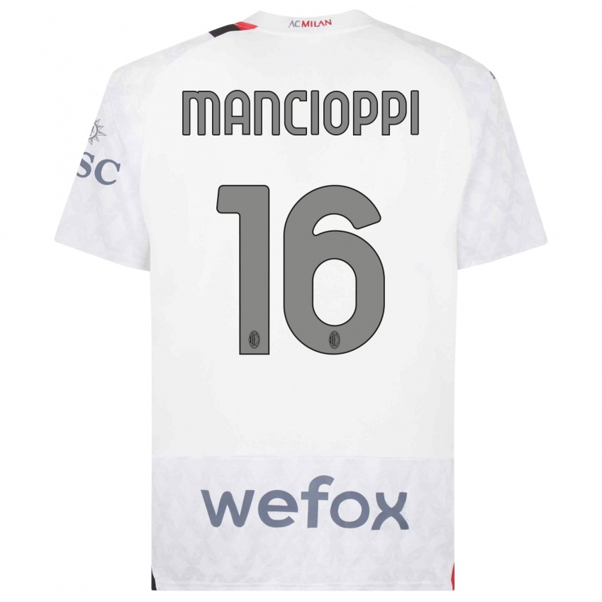 Dzieci Tommaso Mancioppi #16 Biały Wyjazdowa Koszulka 2023/24 Koszulki Klubowe