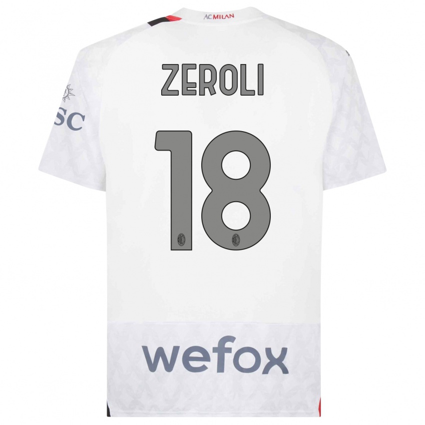 Dzieci Kevin Zeroli #18 Biały Wyjazdowa Koszulka 2023/24 Koszulki Klubowe