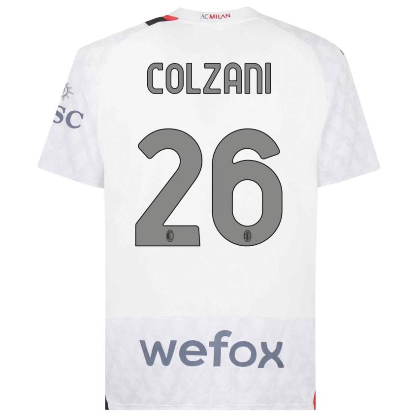 Dzieci Edoardo Colzani #26 Biały Wyjazdowa Koszulka 2023/24 Koszulki Klubowe
