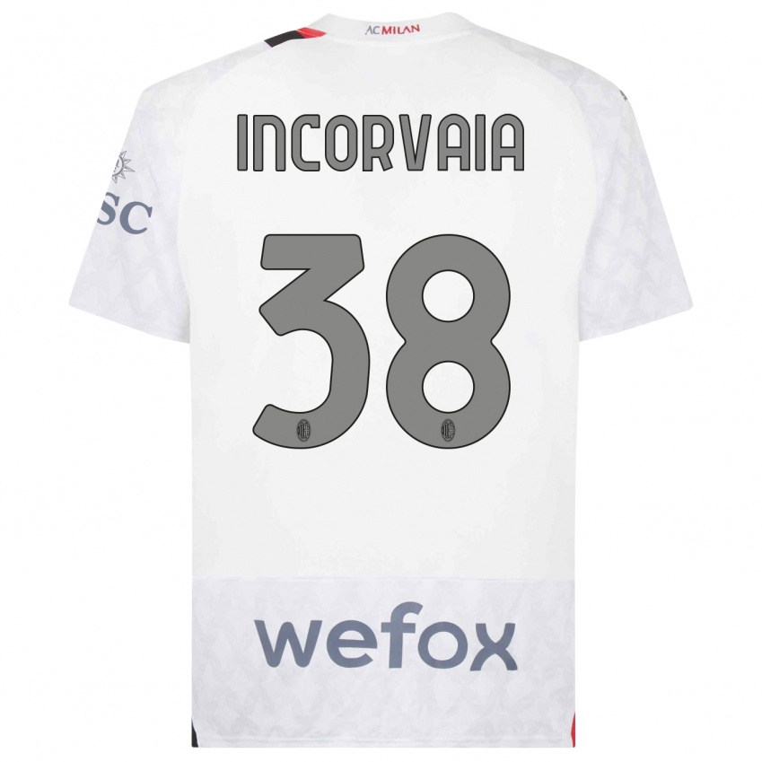 Dzieci Giovanni Incorvaia #38 Biały Wyjazdowa Koszulka 2023/24 Koszulki Klubowe