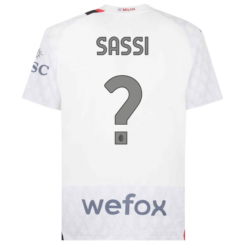 Dzieci Simone Sassi #0 Biały Wyjazdowa Koszulka 2023/24 Koszulki Klubowe