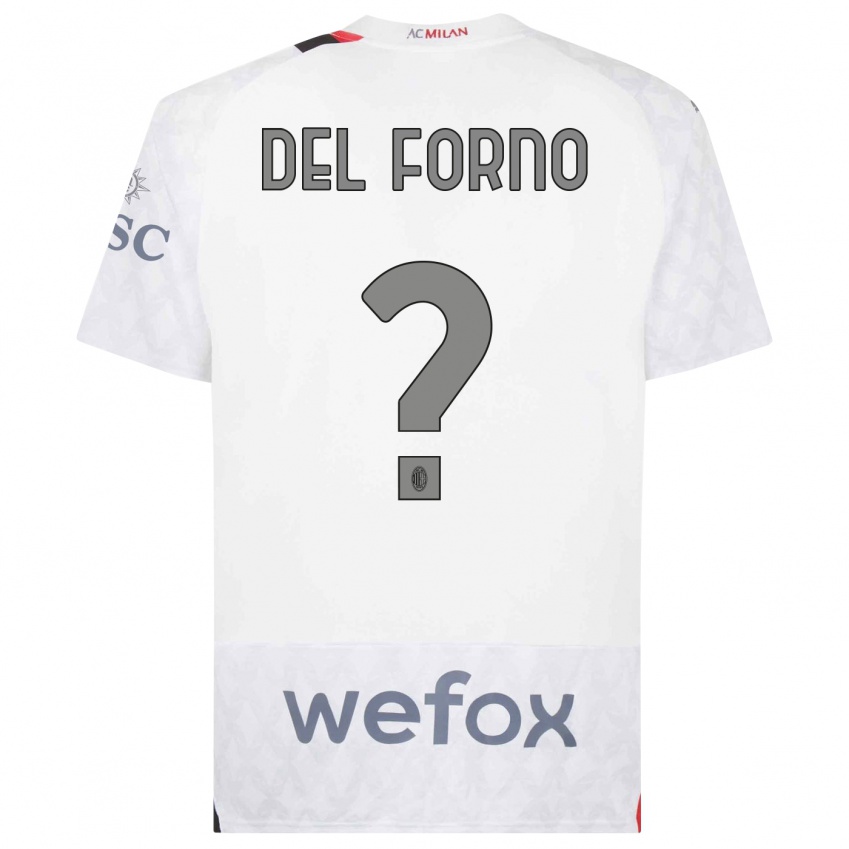 Dzieci Luca Del Forno #0 Biały Wyjazdowa Koszulka 2023/24 Koszulki Klubowe