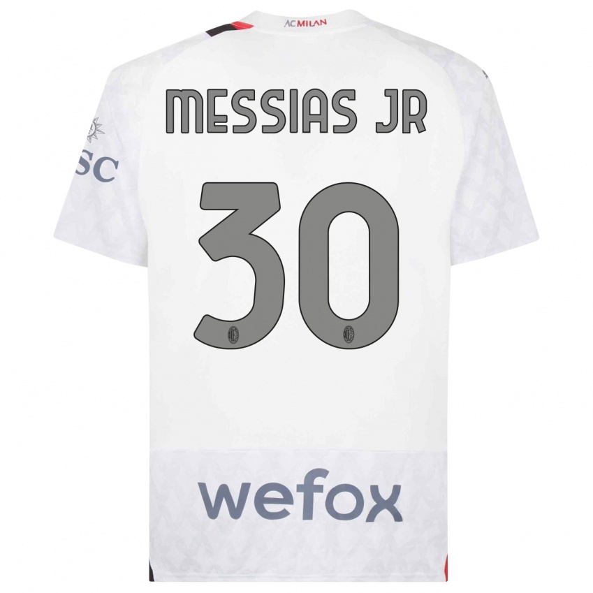 Dzieci Junior Messias #30 Biały Wyjazdowa Koszulka 2023/24 Koszulki Klubowe