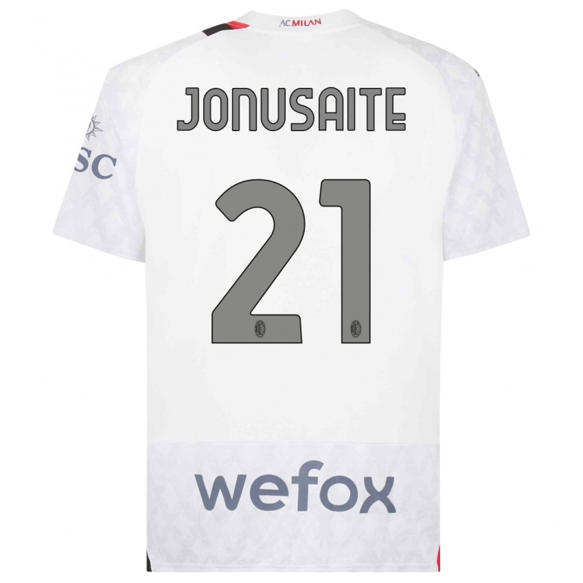 Dzieci Rimante Jonusaite #21 Biały Wyjazdowa Koszulka 2023/24 Koszulki Klubowe