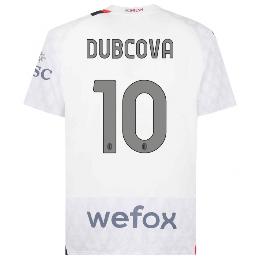 Dzieci Kamila Dubcova #10 Biały Wyjazdowa Koszulka 2023/24 Koszulki Klubowe