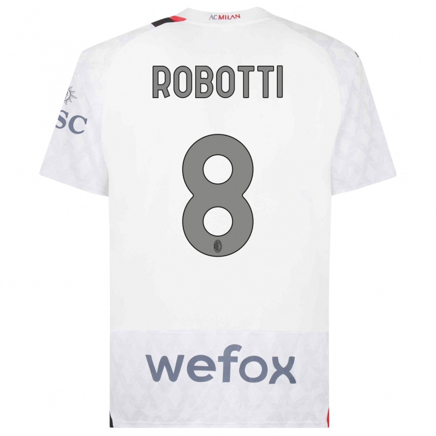 Dzieci Giovanni Robotti #8 Biały Wyjazdowa Koszulka 2023/24 Koszulki Klubowe