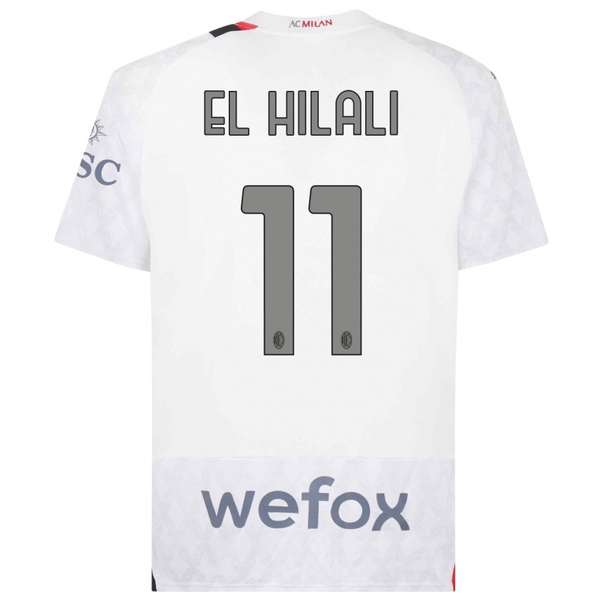 Dzieci Youns El Hilali #11 Biały Wyjazdowa Koszulka 2023/24 Koszulki Klubowe