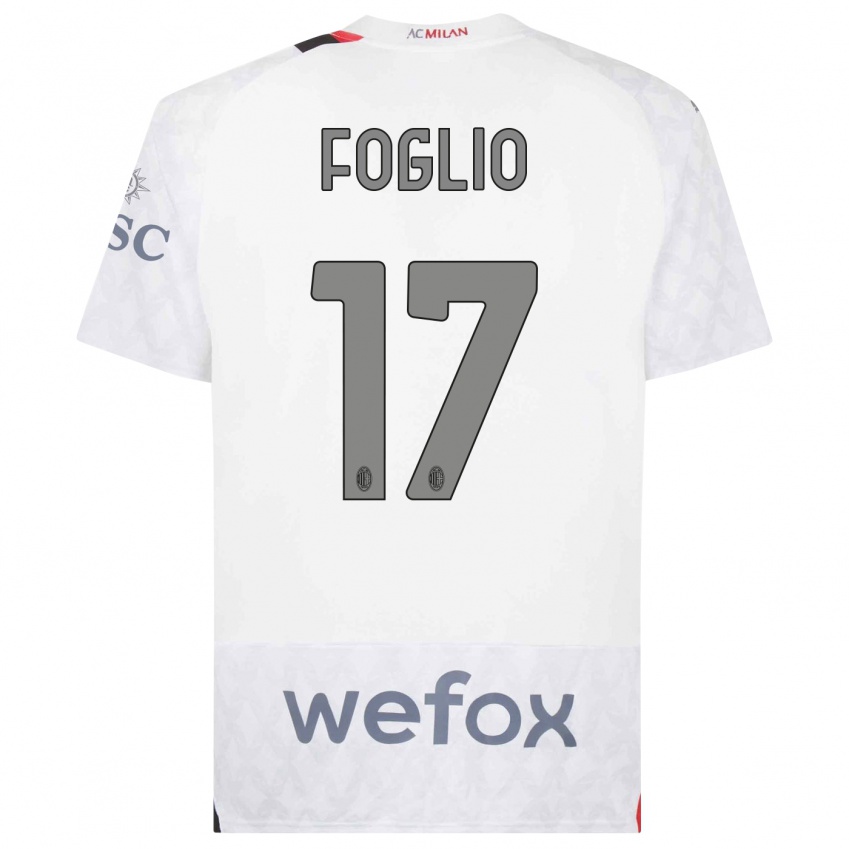 Dzieci Christian Foglio #17 Biały Wyjazdowa Koszulka 2023/24 Koszulki Klubowe