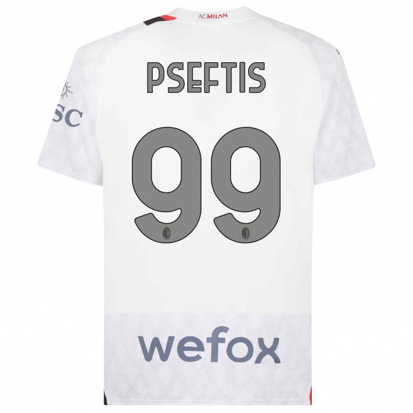 Dzieci Fotios Pseftis #99 Biały Wyjazdowa Koszulka 2023/24 Koszulki Klubowe