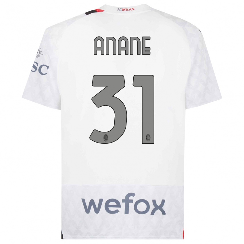 Dzieci Emmanuel Anane #31 Biały Wyjazdowa Koszulka 2023/24 Koszulki Klubowe