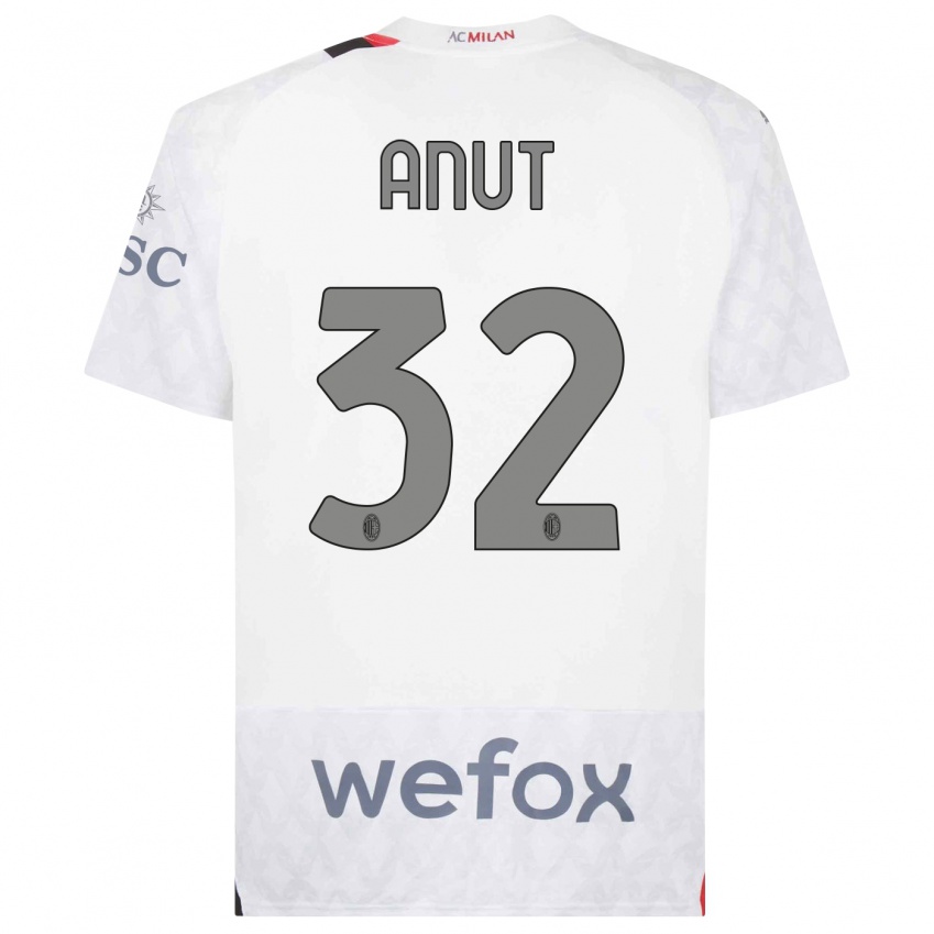 Dzieci Niccolo Anut #32 Biały Wyjazdowa Koszulka 2023/24 Koszulki Klubowe