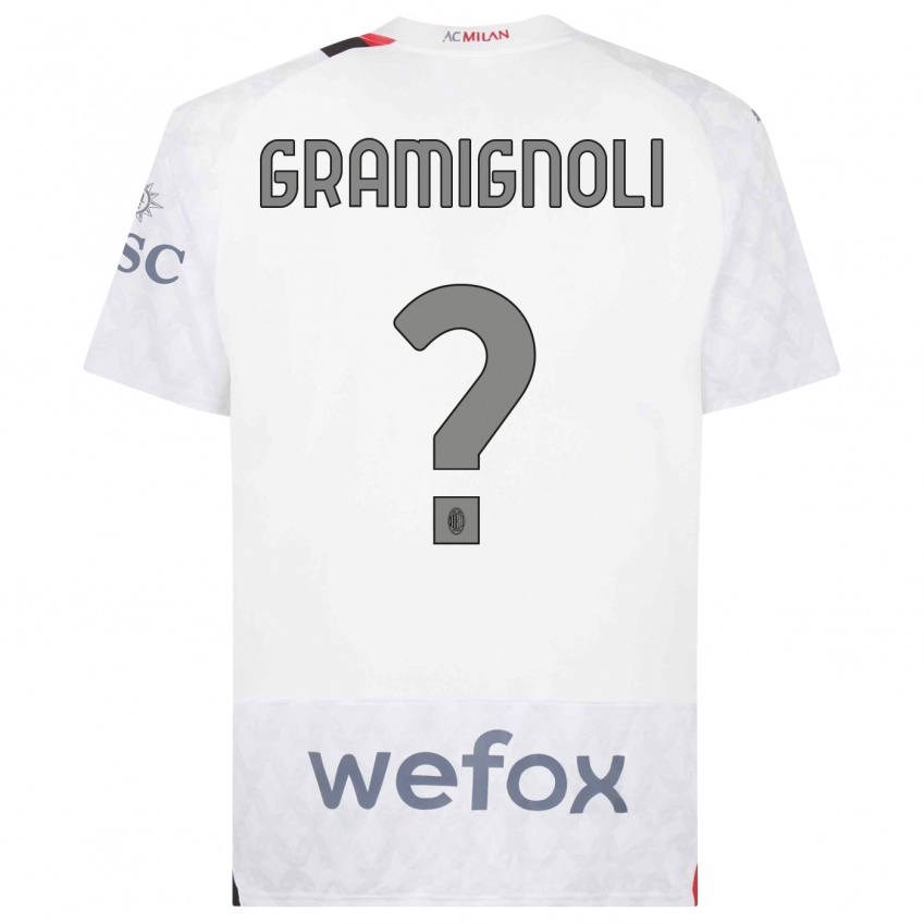 Dzieci Luca Gramignoli #0 Biały Wyjazdowa Koszulka 2023/24 Koszulki Klubowe