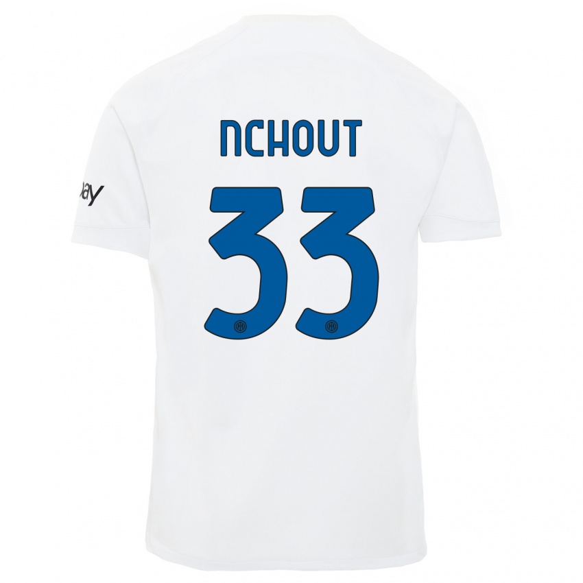 Dzieci Ajara Nchout #33 Biały Wyjazdowa Koszulka 2023/24 Koszulki Klubowe