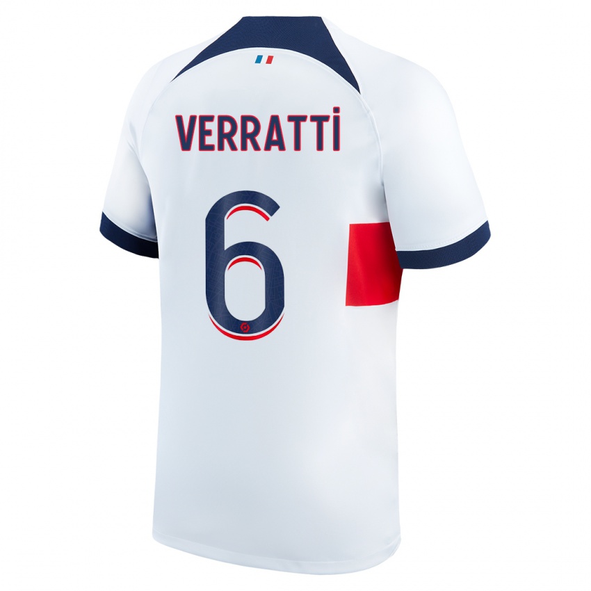Dzieci Marco Verratti #6 Biały Wyjazdowa Koszulka 2023/24 Koszulki Klubowe