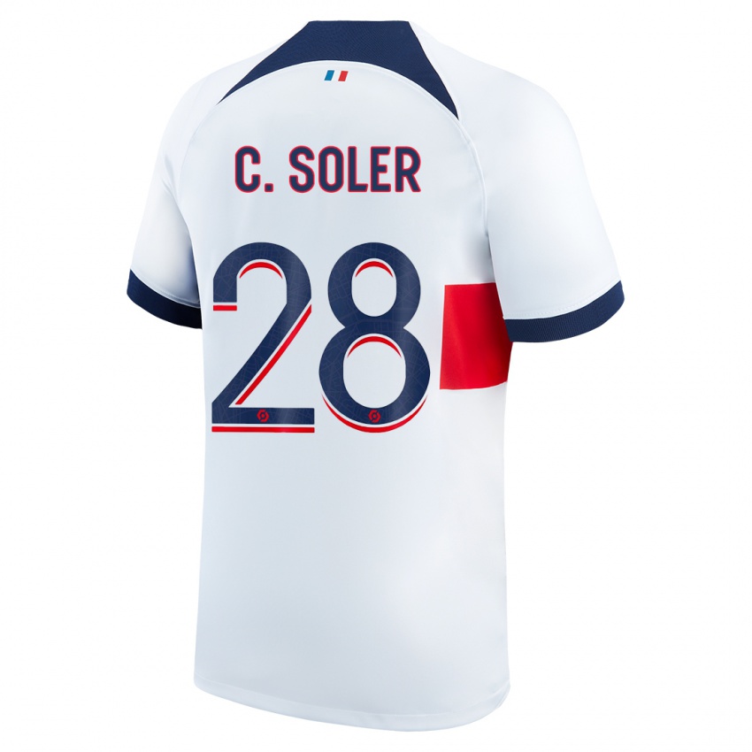 Dzieci Carlos Soler #28 Biały Wyjazdowa Koszulka 2023/24 Koszulki Klubowe