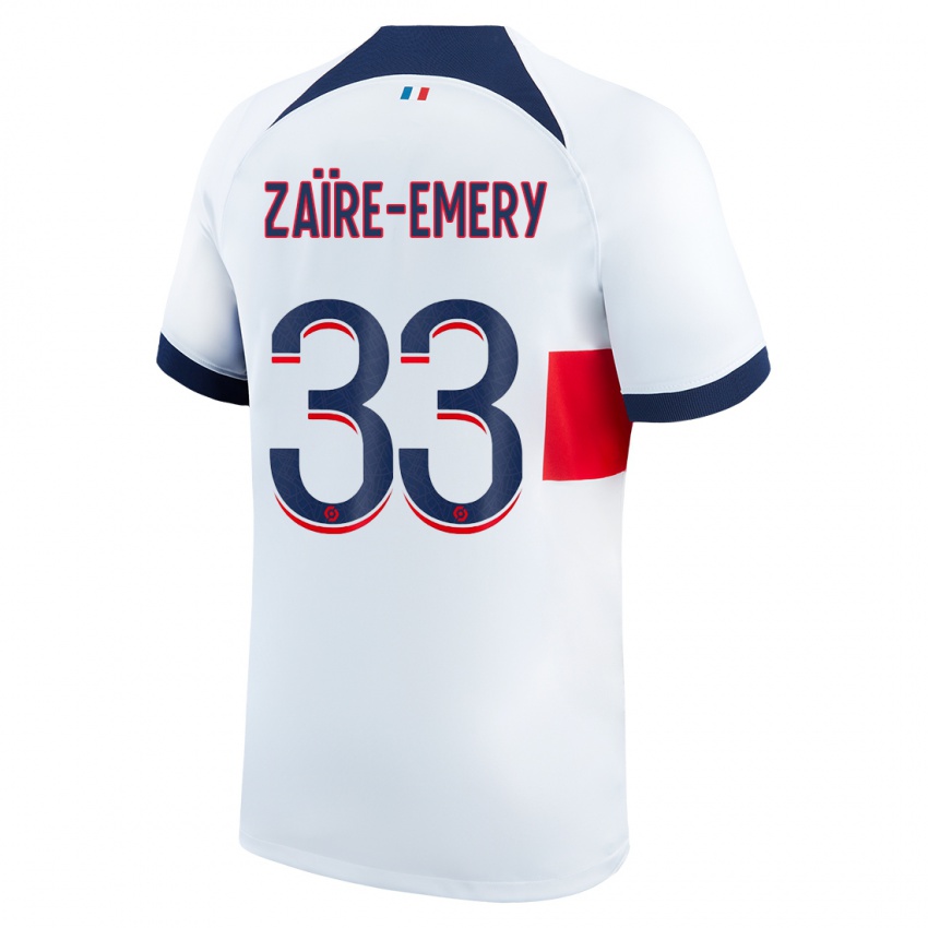 Dzieci Warren Zaire Emery #33 Biały Wyjazdowa Koszulka 2023/24 Koszulki Klubowe