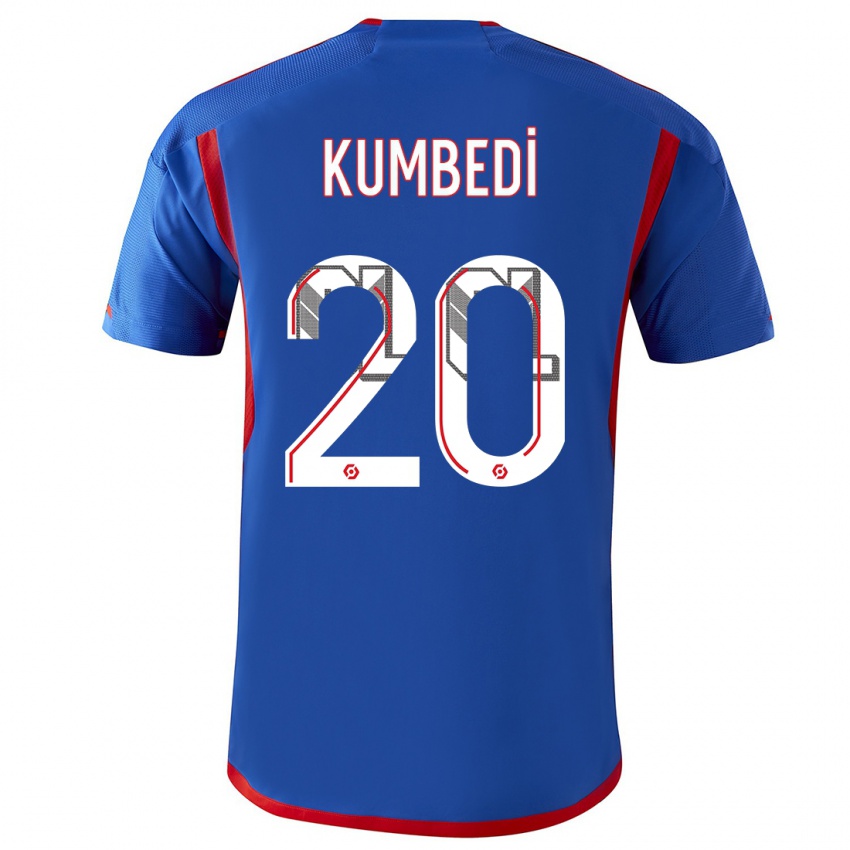 Dzieci Saël Kumbedi #20 Niebieski Czerwony Wyjazdowa Koszulka 2023/24 Koszulki Klubowe