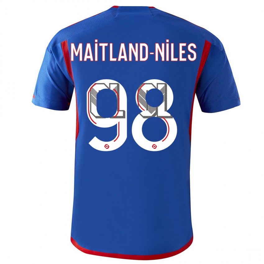 Dzieci Ainsley Maitland-Niles #98 Niebieski Czerwony Wyjazdowa Koszulka 2023/24 Koszulki Klubowe