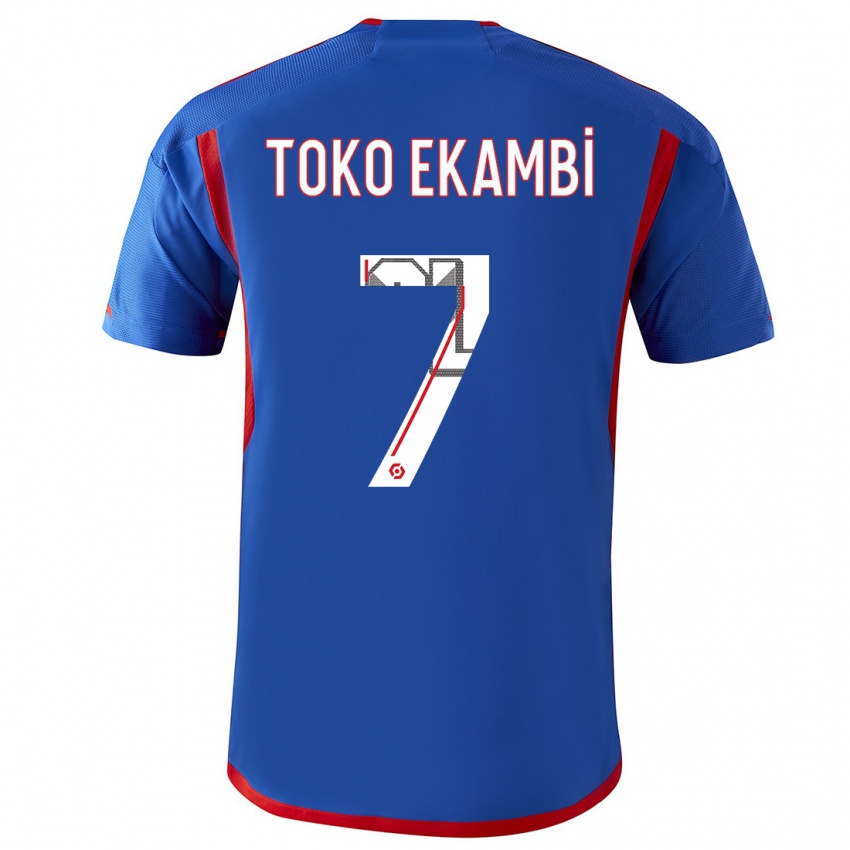 Dzieci Karl Toko Ekambi #7 Niebieski Czerwony Wyjazdowa Koszulka 2023/24 Koszulki Klubowe