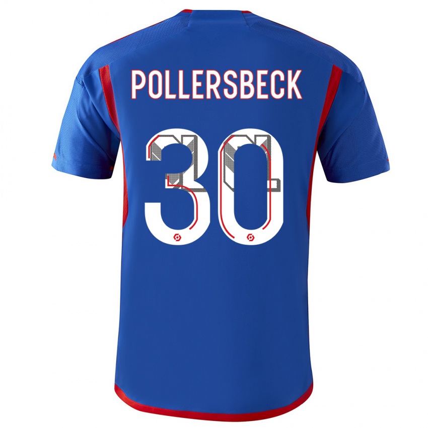 Dzieci Julian Pollersbeck #30 Niebieski Czerwony Wyjazdowa Koszulka 2023/24 Koszulki Klubowe