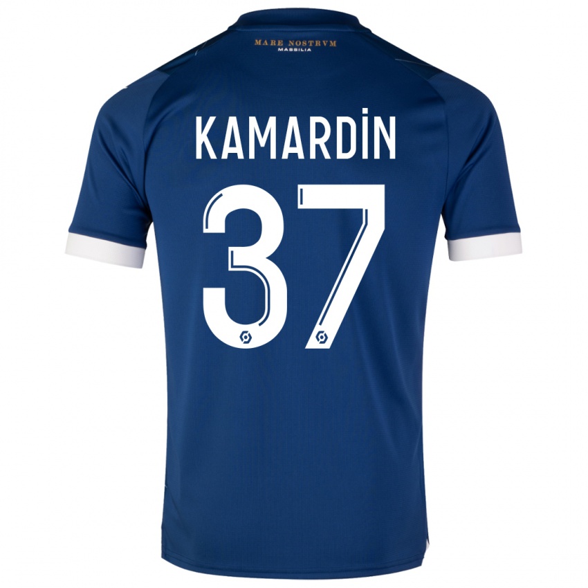 Dzieci Aaron Kamardin #37 Ciemny Niebieski Wyjazdowa Koszulka 2023/24 Koszulki Klubowe