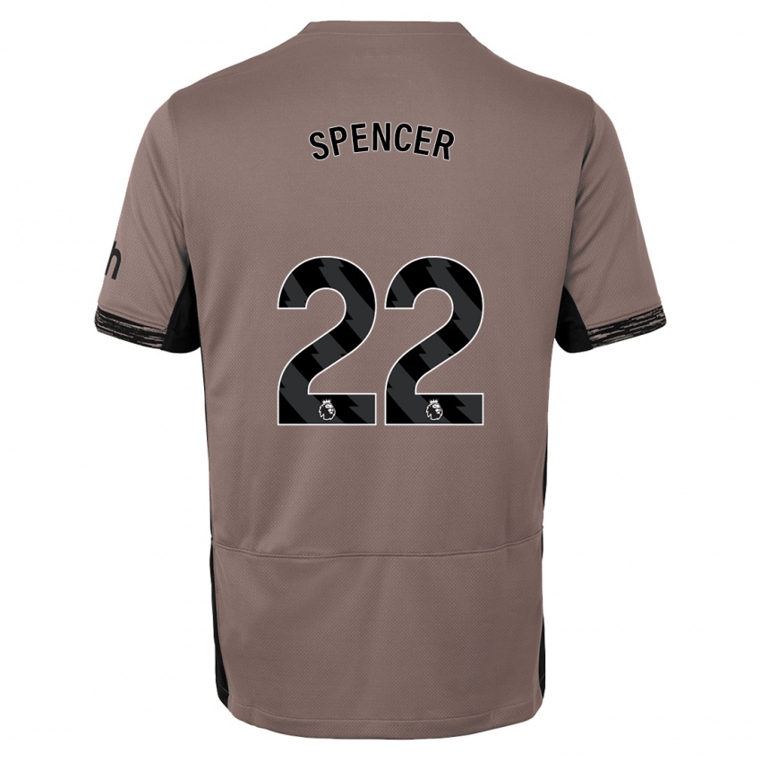 Dzieci Rebecca Spencer #22 Ciemny Beż Trzeci Komplet Koszulka 2023/24 Koszulki Klubowe