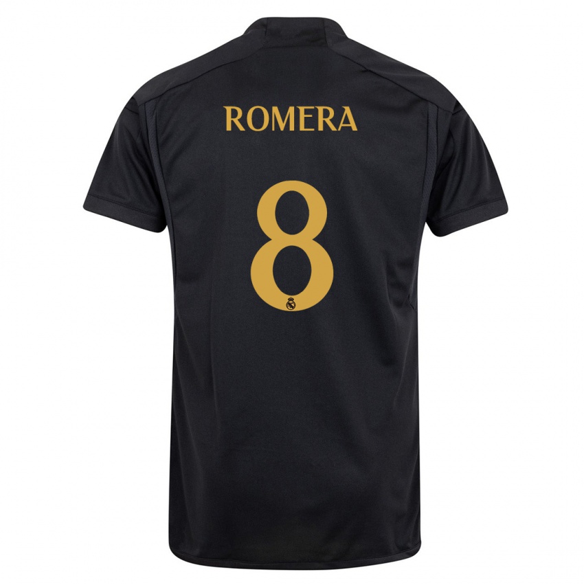 Dzieci Miguel Romera #8 Czarny Trzeci Komplet Koszulka 2023/24 Koszulki Klubowe