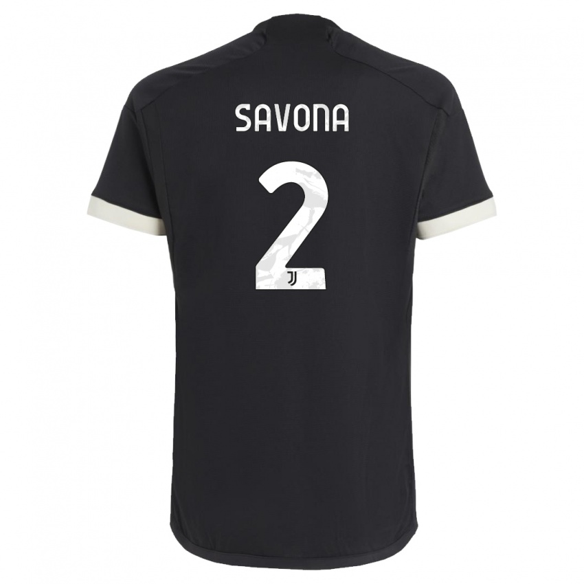 Dzieci Nicolo Savona #2 Czarny Trzeci Komplet Koszulka 2023/24 Koszulki Klubowe