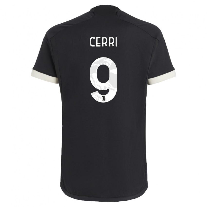 Dzieci Leonardo Cerri #9 Czarny Trzeci Komplet Koszulka 2023/24 Koszulki Klubowe