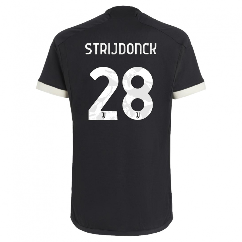 Dzieci Bayron Strijdonck #28 Czarny Trzeci Komplet Koszulka 2023/24 Koszulki Klubowe