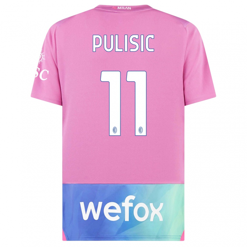 Dzieci Christian Pulisic #11 Różowy Fiolet Trzeci Komplet Koszulka 2023/24 Koszulki Klubowe