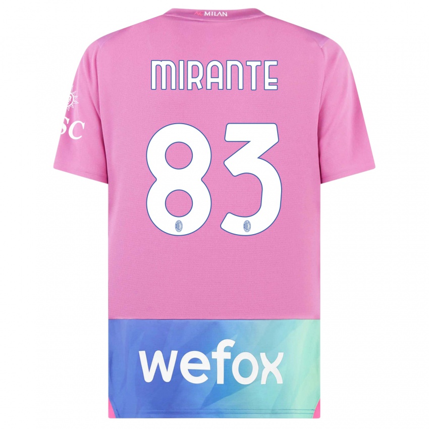Dzieci Antonio Mirante #83 Różowy Fiolet Trzeci Komplet Koszulka 2023/24 Koszulki Klubowe