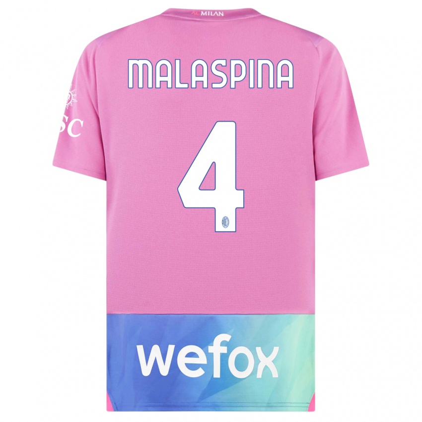 Dzieci Mattia Malaspina #4 Różowy Fiolet Trzeci Komplet Koszulka 2023/24 Koszulki Klubowe