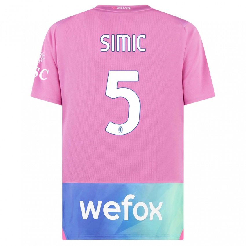 Dzieci Jan-Carlo Simic #5 Różowy Fiolet Trzeci Komplet Koszulka 2023/24 Koszulki Klubowe