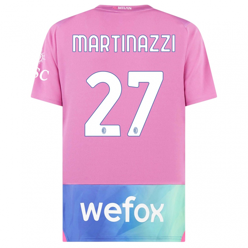 Dzieci Luca Martinazzi #27 Różowy Fiolet Trzeci Komplet Koszulka 2023/24 Koszulki Klubowe