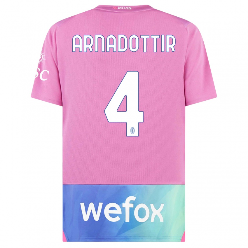 Dzieci Guony Arnadottir #4 Różowy Fiolet Trzeci Komplet Koszulka 2023/24 Koszulki Klubowe