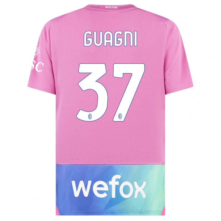 Dzieci Alia Guagni #37 Różowy Fiolet Trzeci Komplet Koszulka 2023/24 Koszulki Klubowe