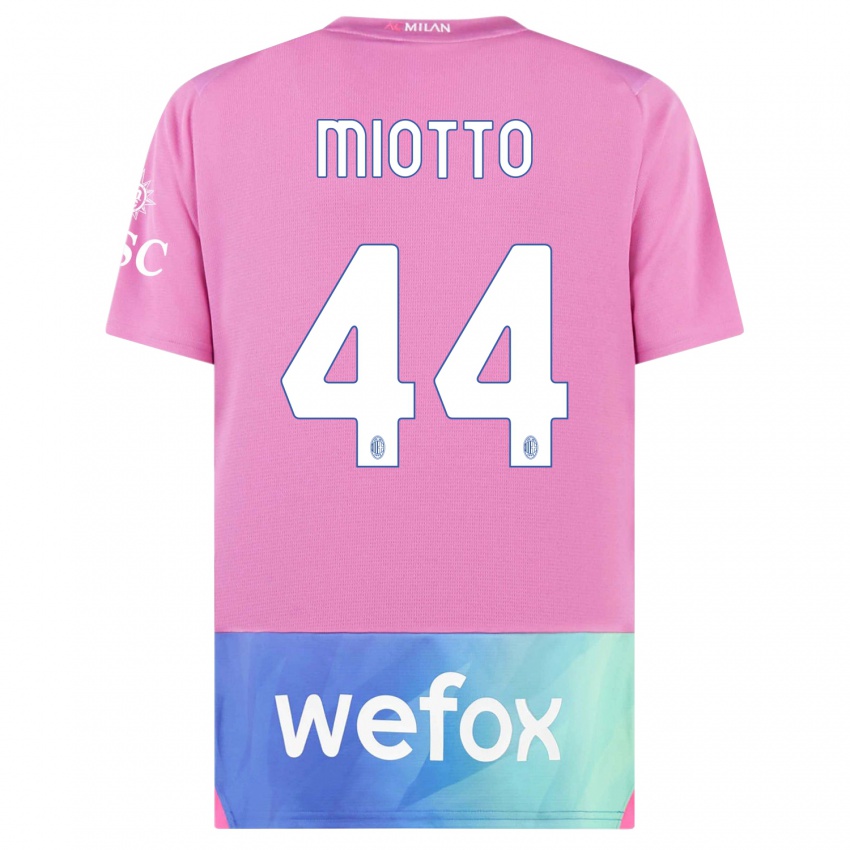 Dzieci Giorgia Miotto #44 Różowy Fiolet Trzeci Komplet Koszulka 2023/24 Koszulki Klubowe